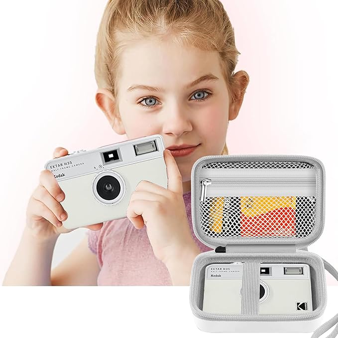 Leayjeen Digital Camera Case Compatible with KODAK EKTAR H35 H35N Half Frame Film Camera，Storage Holder Organizer for Kodak Ultra F9 M35 M38 Paper Shoot Camera-White(Case Only)