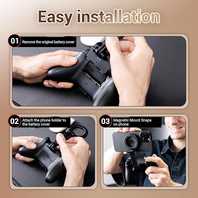 KIWIFOTOS Magnetic Phone Mount for Xbox Wireless Gaming Controller (2025) Phone Stand Holder for iPhone 17 16 15 14 Samsung Pixel Smartphone