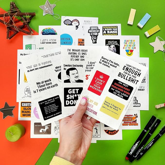 BulbaCraft 100Pcs Funny Work Stickers for Adults, Stickers for Adults Work, Adulting Decals Work, Coworker Laptop Decals, Gifts for Women & Men