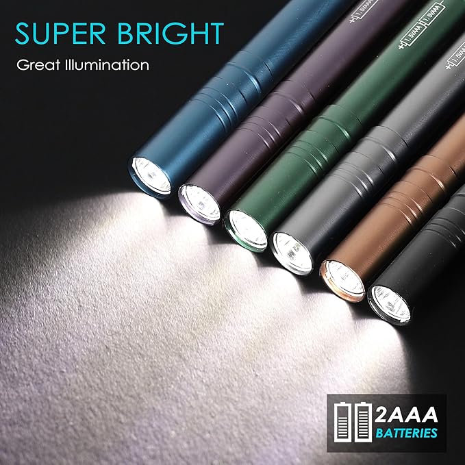 FASTPRO 24-Pack Pen Light, Aluminum LED Penlights with Batteries Included & Pre-Installed, Pocket Pen Flashlight for Inspections, Repairs, Camping and Emergencies