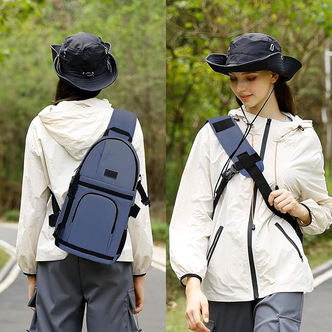 MOSISO Camera Sling Bag, DSLR/SLR/Mirrorless Camera Case Shockproof Photography Camera Backpack with Tripod Holder & Removable Modular Inserts Compatible with Canon/Nikon/Sony/Fuji, Steel Blue