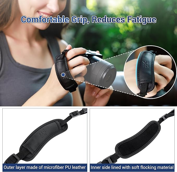 Camera Hand Wrist Grip Strap with Thinner Lanyard for Canon EOS R50 V R50V R100 R10 R6 R5 R6 Mark II for Fujifilm X Half GFX 100 II Coolpix P1100 for Panasonic Lumix S1II S1IIE S1RII FZ80D S5IIX S9