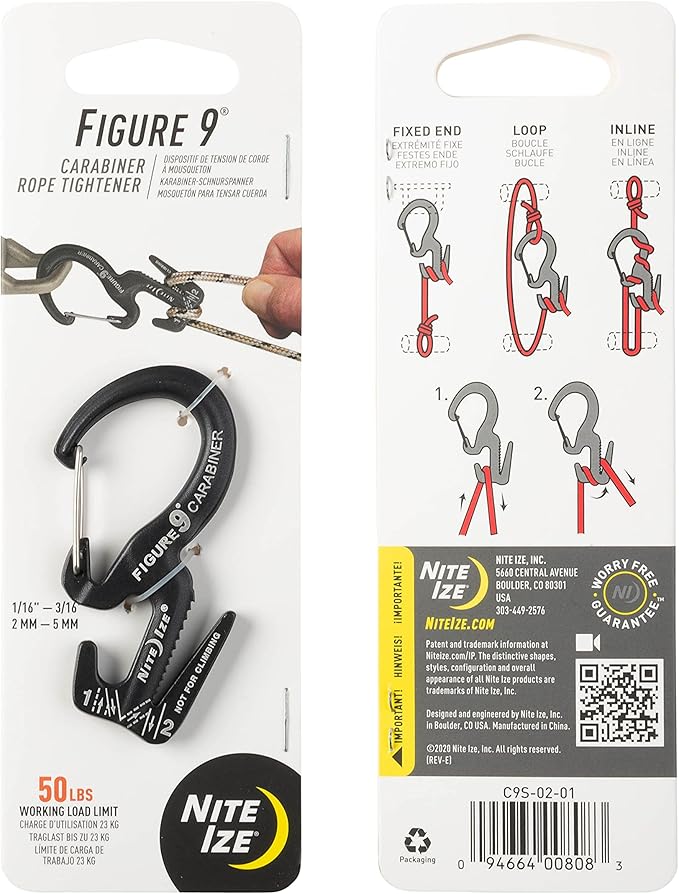Nite Ize Carabiner Clip/Rope Tightener, Silver, 2-3/4 in. (Pack of 2)