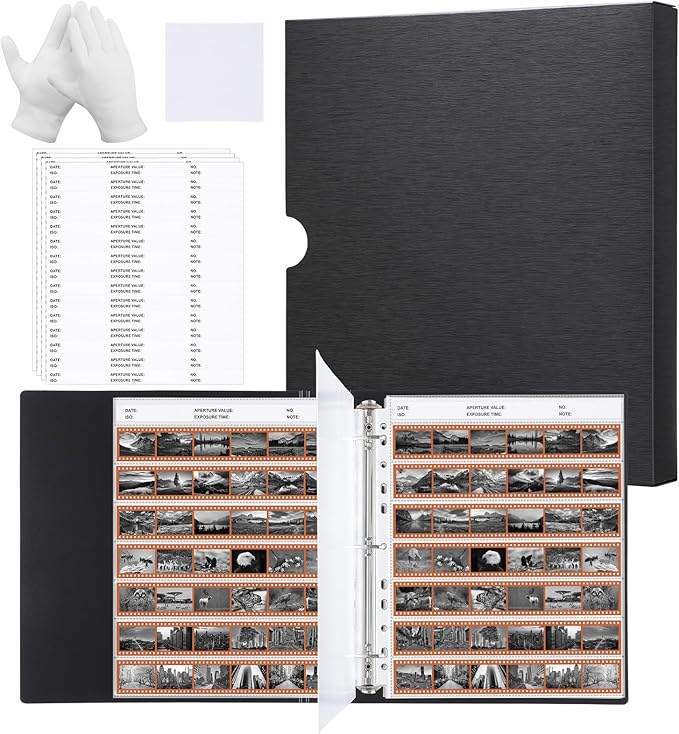 Acid Free Film Negative Binder - 3 Ring Binder with 60 Pack 35mm Negative Sleeves for Film Storage, Up to 2520 Frames, 35mm Film Holder, Film Camera Accessories