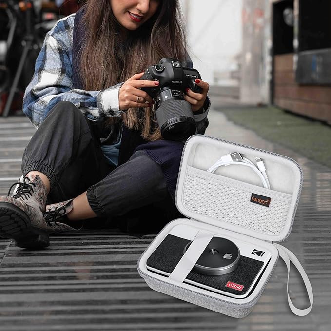 Canboc Carrying Case for KODAK Mini 2 Retro 4PASS Portable Photo Printer/KODAK Mini Shot 2 Retro 4PASS 2-in-1 Instant Digital Camera, Mesh Bag fits Photo Paper and Cable, Grey
