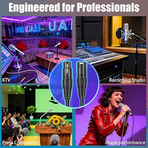DMX Terminator 3 Pin XLR Cables Male Female XLR Patch Cable, Cable 10ft 3m Microphone Wire Extension Connectors, Light DMX with 3 Pin Connector for Stage Lights Signal Connection