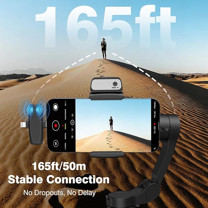 Wireless Microphone for iPhone, Dual Mini Microphones with AI Noise Cancelling & USB-C/Lightning Receiver, for Streaming YouTube Vlog Interview Podcast