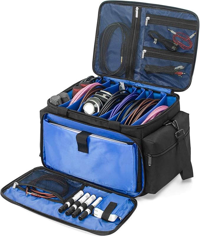 AKOZLIN Cable File Bag with Detachable Dividers for DJ Gear, Sound Instrument Accessories