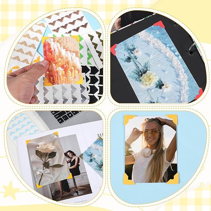360 Pcs Photo Corner Stickers, Colorful Self Adhesive Frame Stickers Photo Sticker Picture Mounting Corner Scrapbook Supplies Stamping Supplies for Wall DIY Album, Memory Books, Diary
