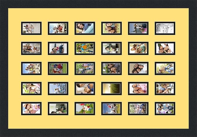 Art to Frames Double-Multimat-391-47R/89-FRBW26079 Collage Photo Frame Double Mat with 30-2x3 Openings and Satin Black Frame