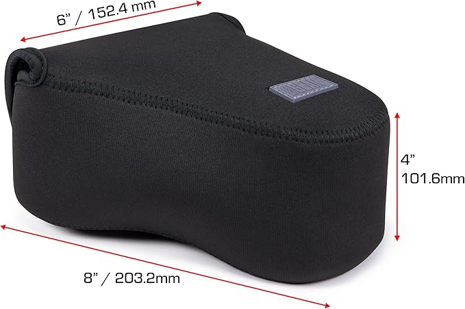 USA Gear Camera Sleeve (Large) for Mid-Size SLRs Compatible with Sony A7 V, Canon EOS R6 Mark II, Nikon Z50II & more - Padded Neoprene DSLR Case with Zipper Accessory Pocket & Belt Loop (Black)