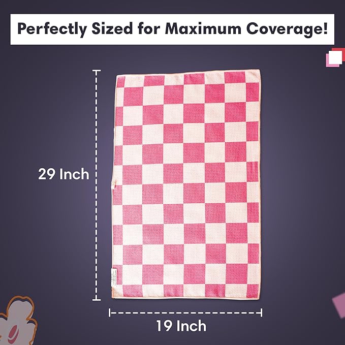 Reversible Microfiber Towel - Ultra Absorbent, Quick-Drying Hand Towels - Modern Design, Scratch-Free, Lint-Free for Kitchen, Bathroom, Car Cleaning - 19x29 Inches, Set of 1 (Check Your Blossoms)