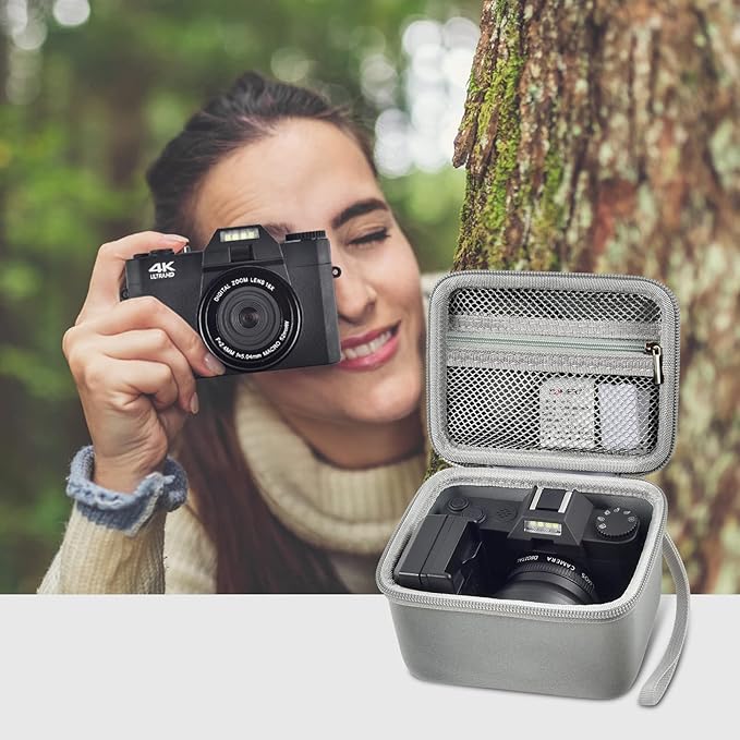 Vlogging Camera Case Compatible with for Duluvulu/for VJIANGER/for JGIPL/for TEBNGIHNM 4K Digital Cameras for Youtube. Vlog Camera Carrying Storage for Lens, Cable and Other Accessories - Grey