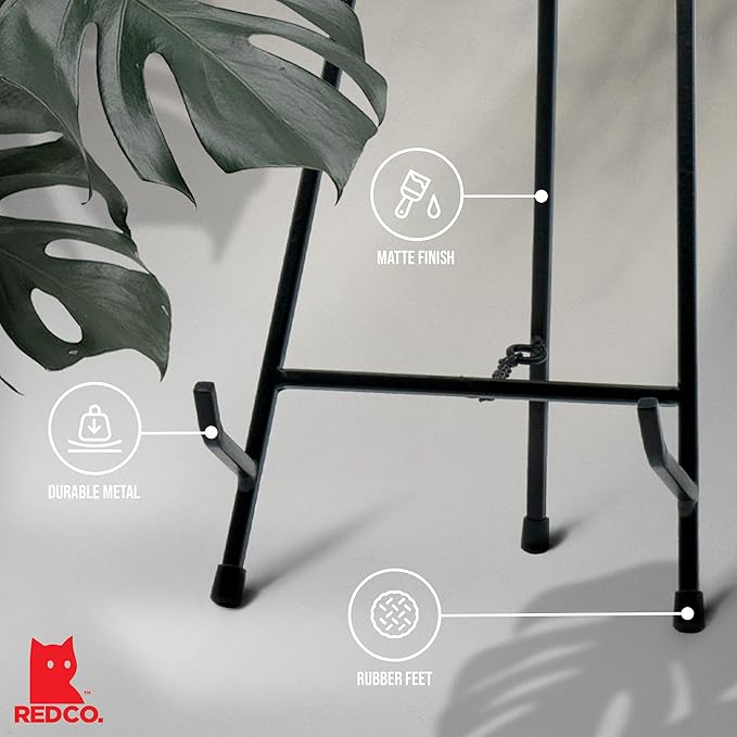 Red Co. 13” Tall Modern Metal Tripod Plate Stand and Art Holder Easel, Black