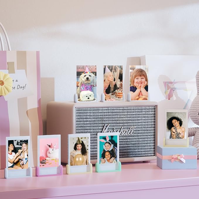 12 Pack Instax Mini Polaroid Picture Frame, 2x3 Small Photo Frames for Fujifilm Instax Mini Instant Films, Little Polaroid Photos Display Holder, Cute Wallet Size Picture Frames for Desktop(3 Colors)