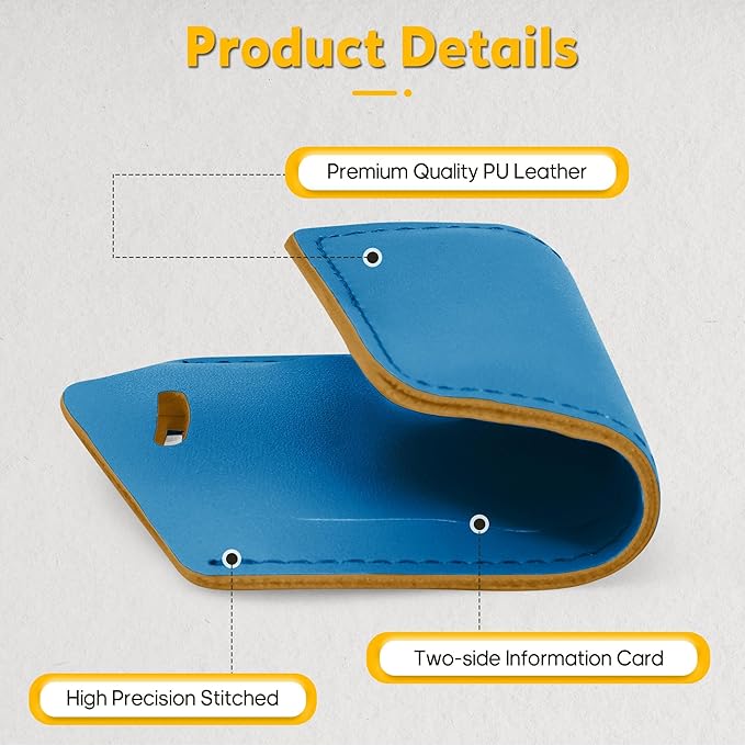 Travelambo 8 Pack Luggage Tags Faux Leather for Suitcases Travel Bag Labels Travel Accessories Essential with Protection Cover ID (Blue)