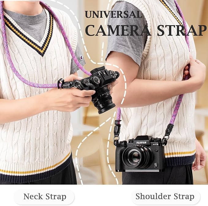 VOVMOEYA Camera Strap Rope,Camera Neck Strap Shoulder Strap for Fujifilm X100VI X100V XS20 XT5 for A6000 A6100 A6400 A6700 A7IV for Canon EOS R6 R10 for Nikon D850 D5600 D7500