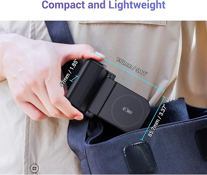 KIWIFOTOS for iPhone Magsafe Camera Grip Magnetic Phone Handle with Bluetooth Remote & Tripod Mount Adapter for iPhone 17 16 Pro Max Samsung Smartphone Vlog Video Shooting