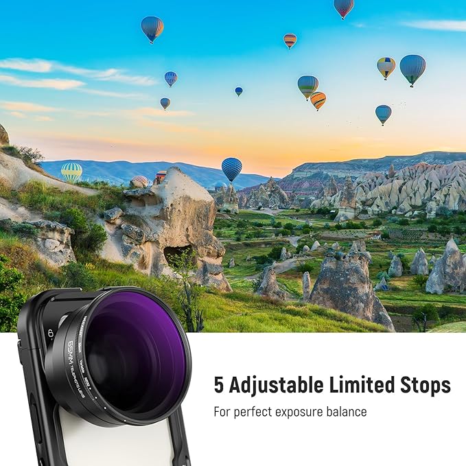 NEEWER 58mm Variable ND Filter with 62mm Lens Hood, ND2-32 Adjustable Neutral Density Filter Compatible with iPhone Android Samsung NEEWER 65mm Telephoto Phone Lens