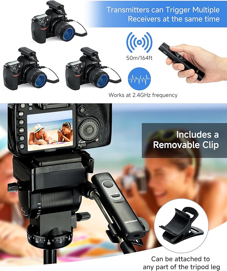 PROfezzion [164'] Wireless Shutter Release Remote Control for Nikon Z8 Z9 D850 D500 D5 D810 D810A D800 D700 D4s D4 D3 D3s D3X D2H D2X D2Hs D2Xs Camera, Radio Control Shutter Release with AAA Battery