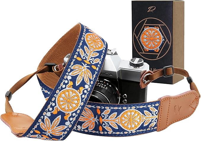 Padwa Lifestyle Plaid Camera Strap - 2" Wide Double Layer Cowhide Head,Cotton Camera Shoulder Straps