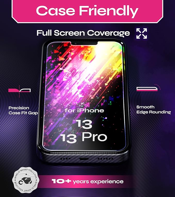 Defenslim Screen Protector for iPhone 13/13 Pro (2Pack), Easy Auto-Align Install Kit, 6.1" Tempered Glass, 9H Hardness, Ultra HD Clear, Case Friendly, EasyShield