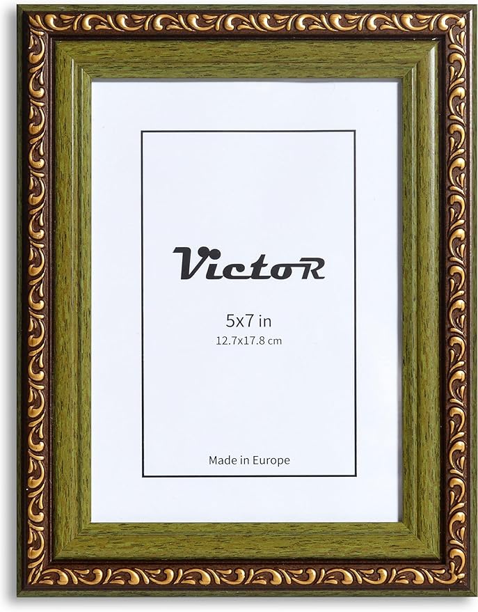 VictoR Picture Frame Chagall 5x7 Brown Green - Vintage Picture Frames with Shutterproof Acrylic Glass - 5 x 7 Photo Frame - Brown Picture Frames - Antique