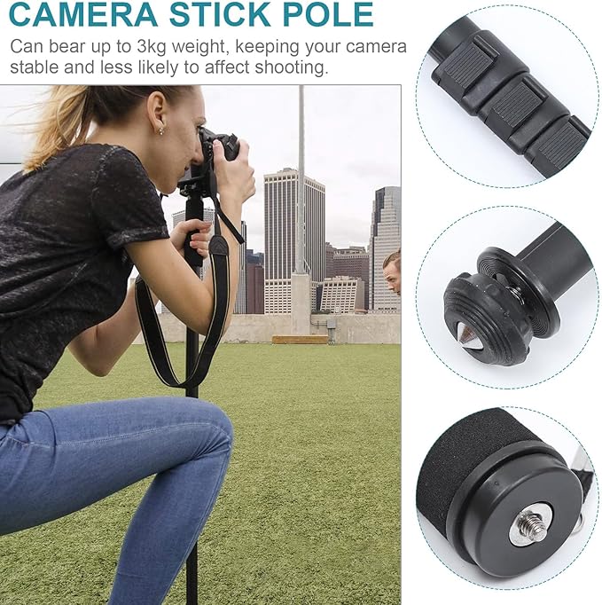 OHPHCALL Extendable Camera Monopod Lightweight Portable Photography Accessory Height Compact Design for DSLR and Digital Cameras