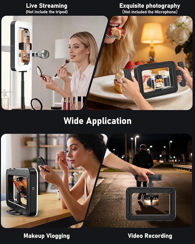 Smartphone Video Rig with LED Ring Light, Phone Light for Video Recording with Remote, Adjustable 2900K-7000K&CRI 95+, Handheld Ring Selfie Light Kit for YouTube TikTok Live Streaming Makeup Vlogging