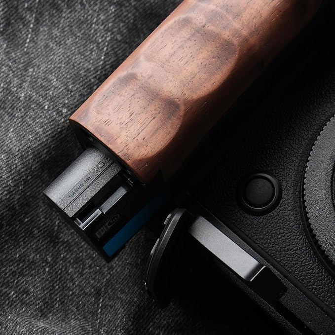 RYDSCAM Camera Handle, Compatible with Canon EOS R6 Mark III, Camera Specific Precious Solid Wood Grip, Original Anti-Slip Finger Grooves, Large-Area Microfiber Flocking (Walnut Black)
