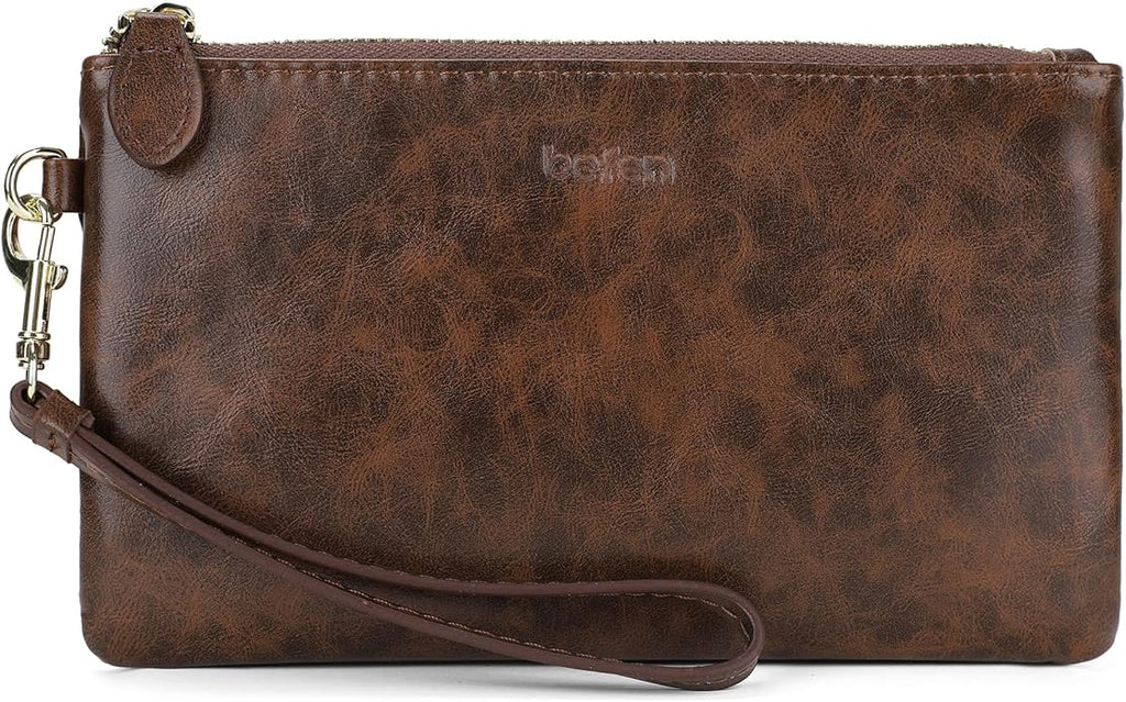 befen Genuine Leather Wristlet Clutch RFID Blocking Bag Cell Phone Wallet Purse Wristlet Wallet Purses and Handbags for Women