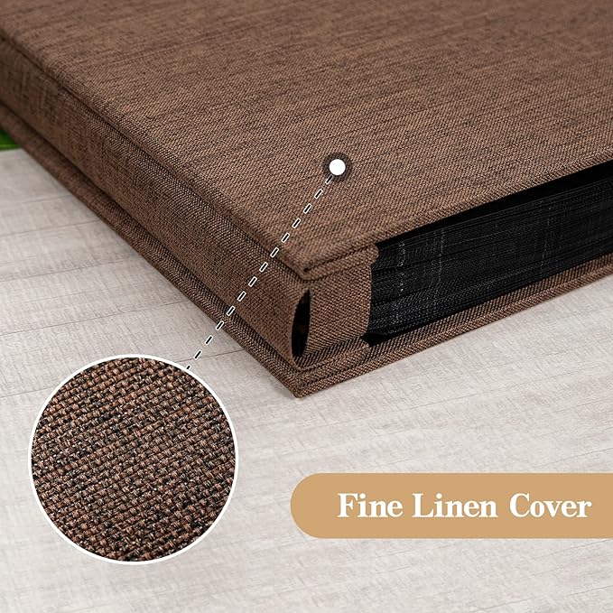 potricher Small Photo Album 4x6 200 Photos Linen Cover Picture Photo Book for Family Wedding Anniversary Baby Vacation (Brown,200 Pockets)