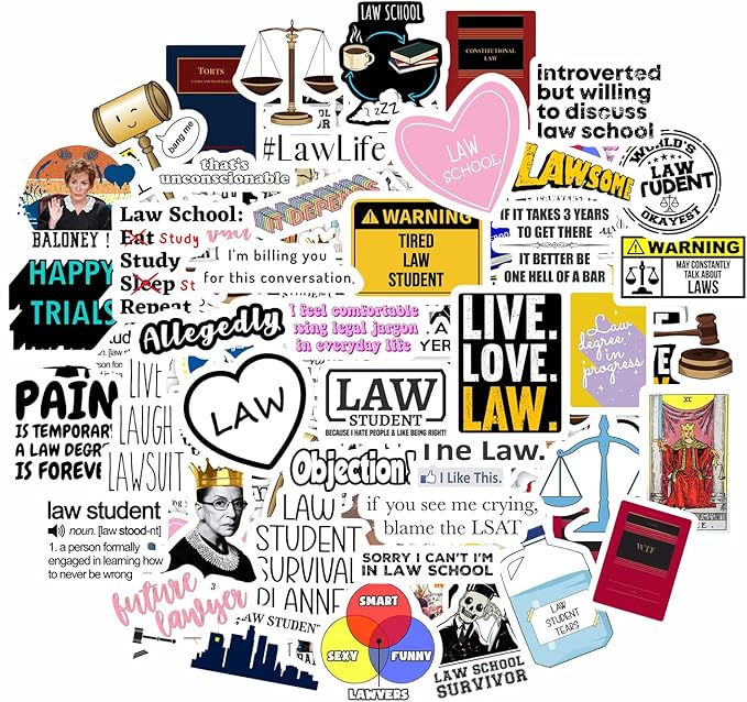 BulbaCraft 100 Pcs Law School Stickers, Lawyer Stickers, Law School Gifts, Gifts for Women & Men
