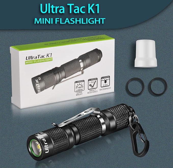 UltraTac K1 180LM Pink LED Keychain Flashlight - Waterproof AAA Mini Light with Push Button, Compact Pocket-Sized for Women EDC, Night Jogging, Dog Walking, Emergencies & Outdoor Use (Pink)