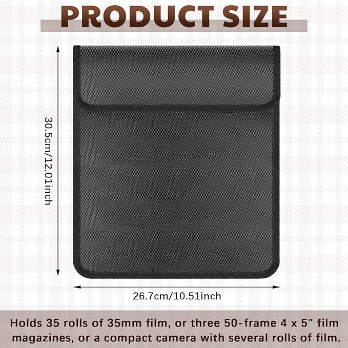 Cosblank 2 Pieces 711-15b Filmguard Bag Waterproof Storage Carrying Case Xray Proof Bags Film X-Ray Protector Radiation-resistant Bag for Photographers Tourists Travelers, Black, Big