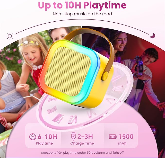 Karaoke Machine for Kids Adults, Portable Bluetooth Speaker with 2 Wireless Karaoke Microphones, 2026 TOP Birthday for Girls 3,4,5,6,8+Year Old Toddler Toys Karaoke Player(Yellow)