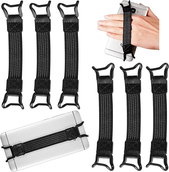 Weewooday 6 Pieces Mobile Phone Security Hand Strap Holder for 5.2-7.5 Inch Smartphones, Security Hand Grip Phone Accessory Universal Drop Prevention Elastic Bundle Grip Belt