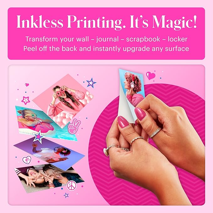 Barbie x Kodak Printomatic Full-Color Instant Print Digital Camera – 5MP Portable Barbie Camera Prints Colorful 2x3” Sticky-Back Photos – Signature Style