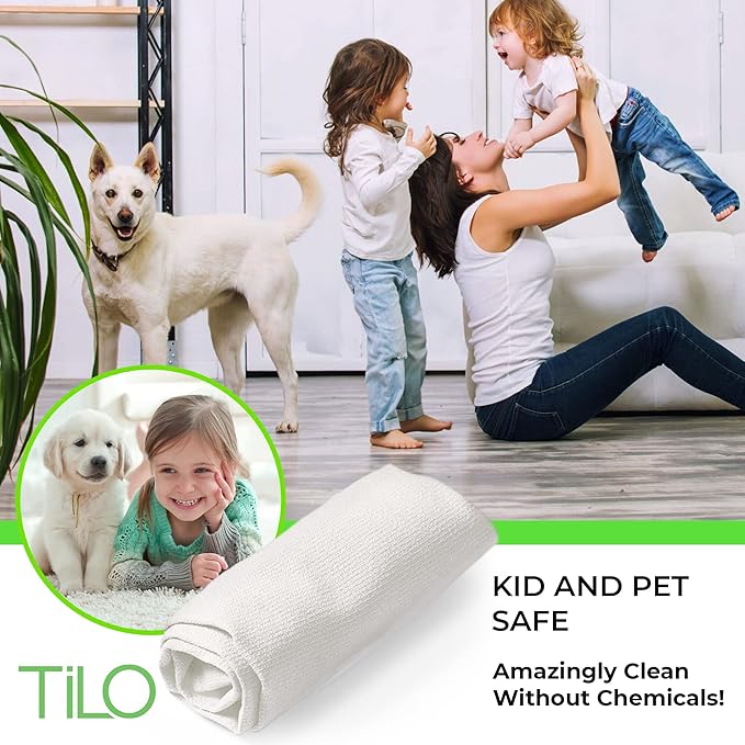 TILO Microfiber Cleaning Cloth – 19x13 Inch Ultra-Absorbent, Reusable Soft Polishing Cloth for Dust, Grease, Dirt – Non-Abrasive – White (White)