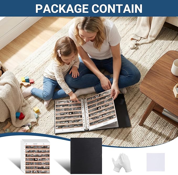 Acid Free Film Negative Binder - 3 Ring Binder with 60 Pack 35mm Negative Sleeves for Film Storage, Up to 2520 Frames, 35mm Film Holder, Film Camera Accessories