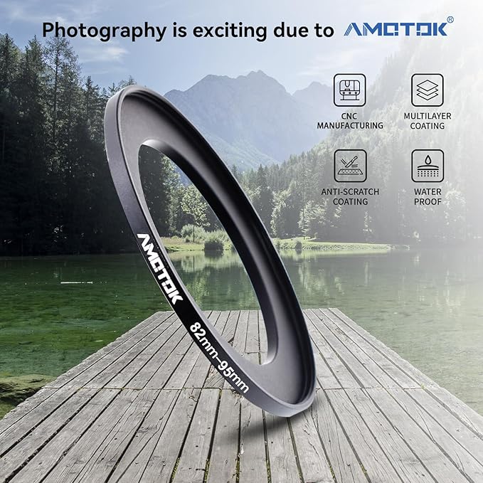 82mm Lens to 95mm Camera Lens Adapter,82mm to 95mm Filter Step up Ring Adapter Ring,Compatible All 95mm Filter Accessory