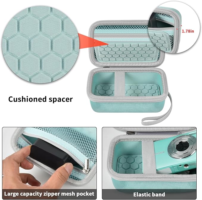 Digital Camera Carrying Case Compatible with Canon PowerShot G7 X Mark II/ G7X Mark III Digital 4K Vlogging Camera/for CAMKORY/for Lecran and More, Compact Small Camera Storage Bag for Kids (Green)