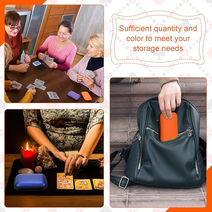 Jexine 8 Pieces Card Case Compatible with Travel Games Cards Games Playing Case Deck Game Playing Storage Box Carrying Holder(Multiple Colors)