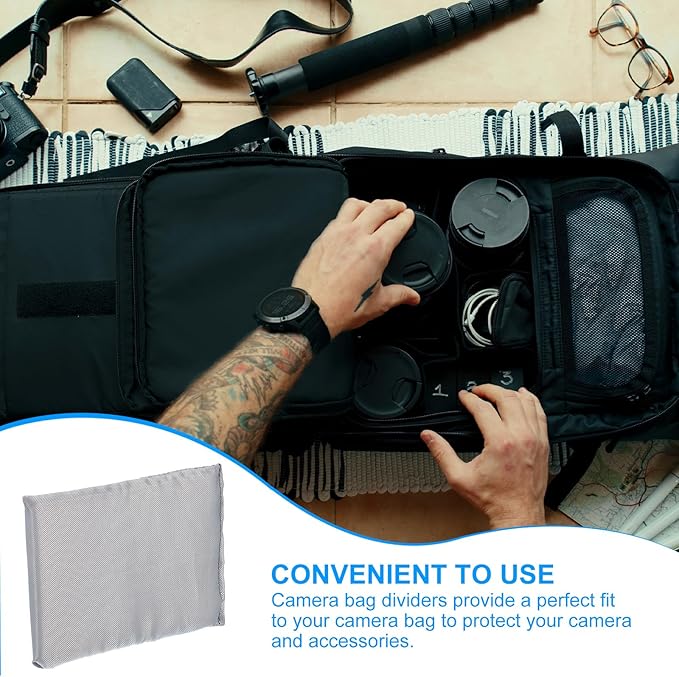 PATIKIL Camera Bag Divider, 5Pcs 5.71"x3.94"x0.39" Shockproof Camera Bag Inserts Separator Pad Protective Lens for Nikon Camera DSLR Protect Bag Organizer Universal Divider Cushion, Gray