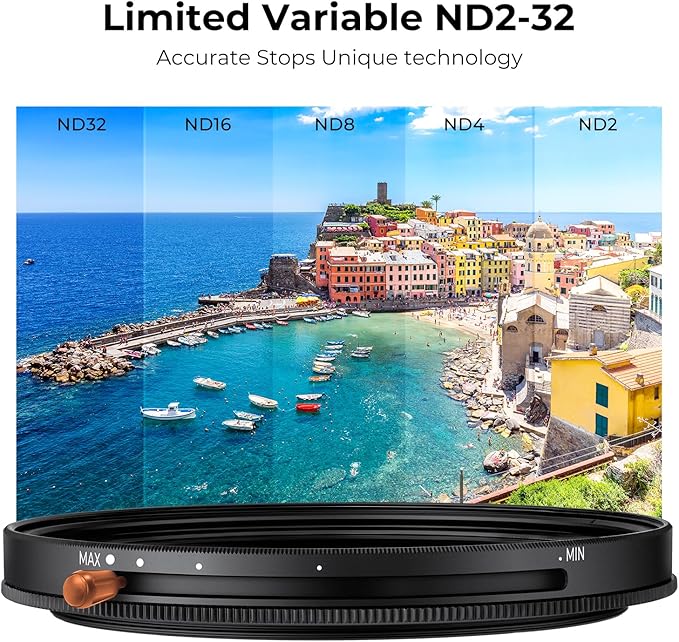 K&F CONCEPT 72mm Variable Fader ND2-32 ND Filter and CPL Circular Polarizing Lens Filter in 1 for Camera Lens Waterproof Neutral Density Polarizer Filter (Nano-D Series)