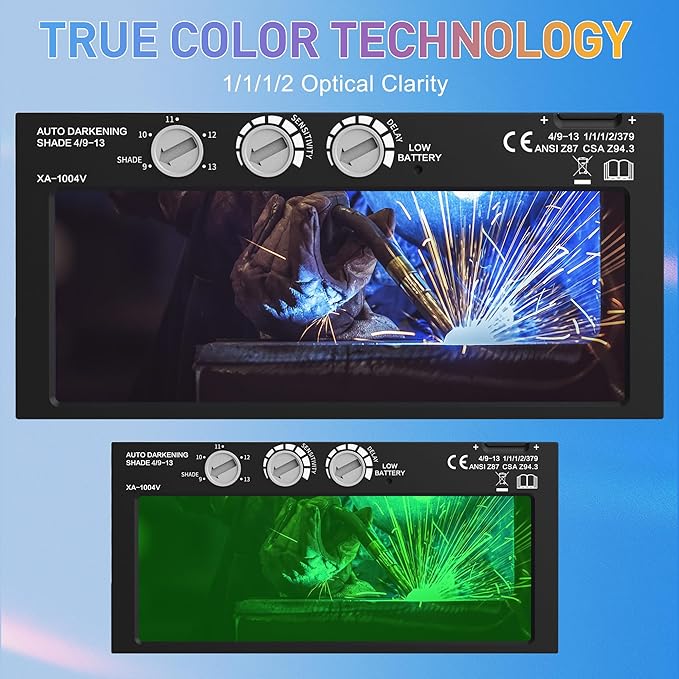 SHINE 2x4 1/4 Gold Auto Darkening Welding Lens, Ultra Clear, Variable Shade 4/9-13, True Color Technology for Pipeliner Pancake Welding Hood and Fibre-Metal Welding Hoods