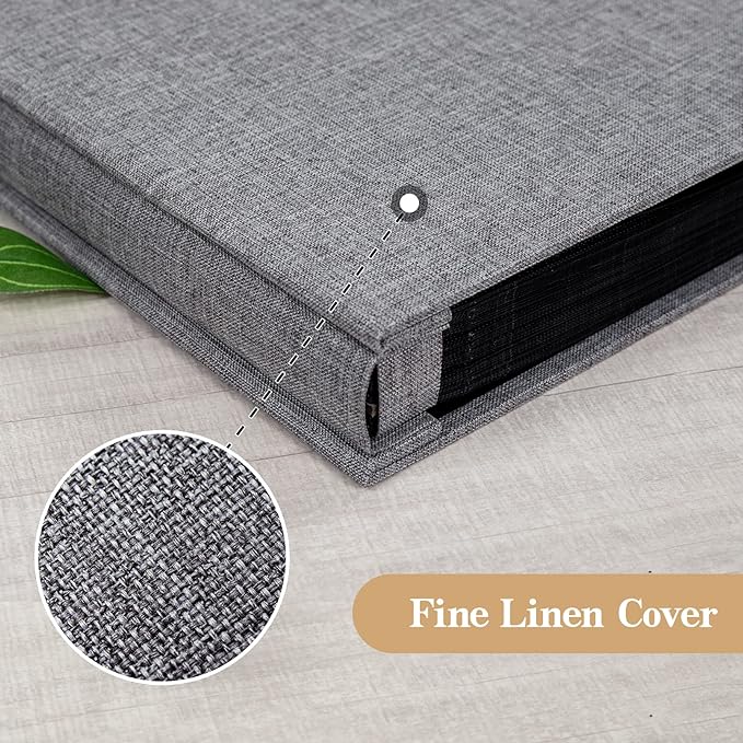 potricher Small Photo Album 4x6 200 Photos Linen Cover Picture Photo Book for Family Wedding Anniversary Baby Vacation (Gray,200 Pockets)