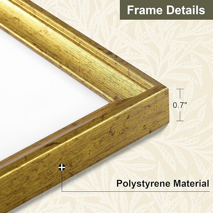 Vittanly 12x12 Picture Frame Set of 4, Vintage Photo Frame for Wall or Tabletop, Display 8x8 Pictures with Mat or 12x12 without Mat, Rustic Farmhouse Home Decor, Gold