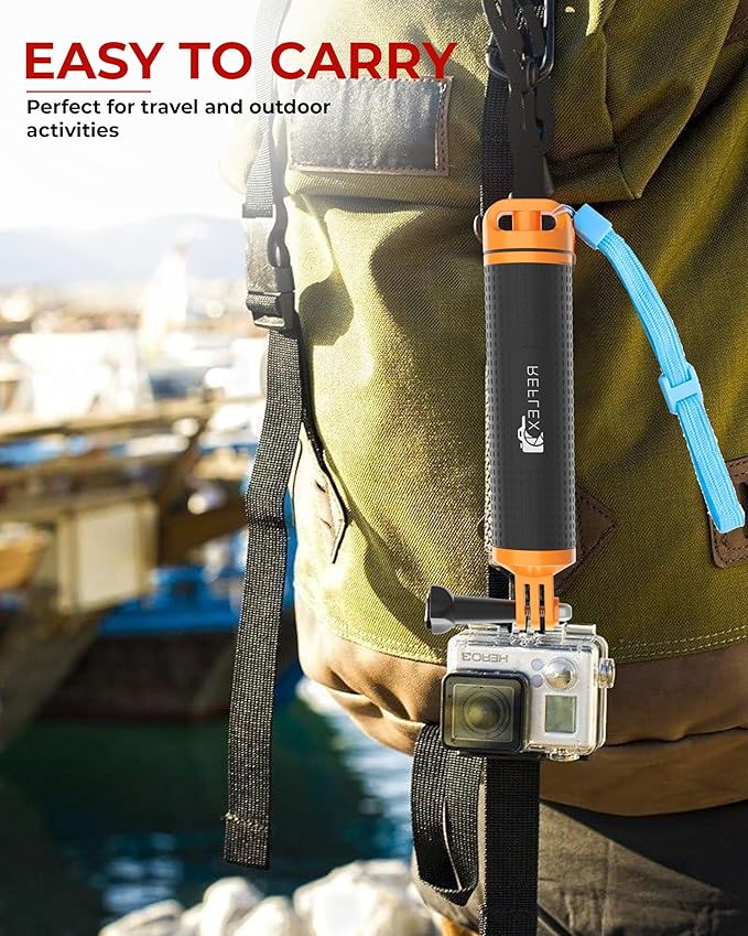 REFLEX CAMERA Waterproof Floating Hand Grip Compatible with Gopro Hero 13/12/11/10/9/8, Akaso, Insta360 & DJI Osmo & Other Action Cameras. Great Floating Handle with Anti Slip Grip & Wrist Strap