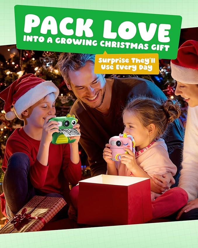 KOKODI Kids Camera Instant Print, Toddler Cameras Christmas Birthday Gifts for Girls Age 3-12, Digital Video Instant Printable Camera for Kids,Toys for Ages 5-7 Girls (Green)